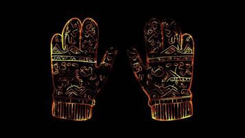 Neon frame effect, Gloves Indicates winter fashion or elegance on black background video