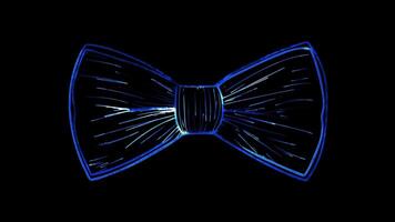 Neon frame effect, Bowtie Represents formal wear and men fashion on black background video