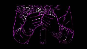 Neon frame effect, Gloves Indicates winter fashion or elegance on black background video