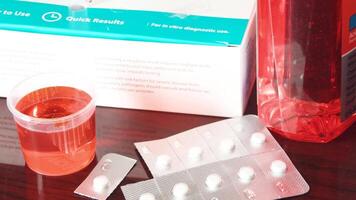 Close up of self Covid-19 test kit at home for health diagnostics video