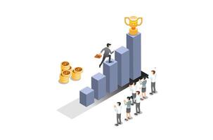 Isometric goal and target achievement concept vector