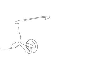 Animated drawing of continuous line draw architect meeting at construction site to talk blueprint design to team member. Building architecture concept. Single line animation. High quality 4k footage video