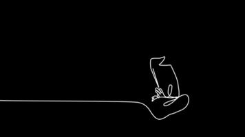 One-line art showing an architect leading a team through a discussion of blueprints at a job site. video