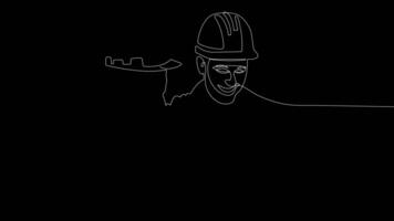 A flowing line drawing of architects at the construction site reviewing project designs with their team. video