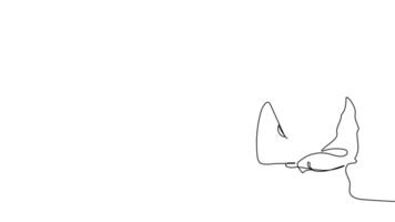 One-line art showing an architect leading a team through a discussion of blueprints at a job site. video