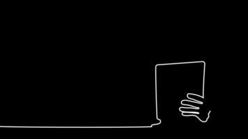 One-line art showing an architect leading a team through a discussion of blueprints at a job site. video
