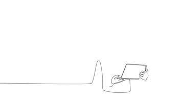 Smooth continuous line illustration of an architect and construction team collaborating over design blueprints. video