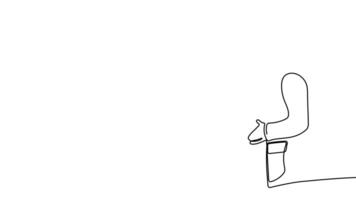 One-line art showing an architect leading a team through a discussion of blueprints at a job site. video