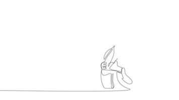 One-line art showing an architect leading a team through a discussion of blueprints at a job site. video