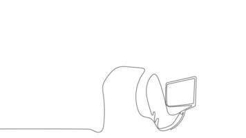A flowing line drawing of architects at the construction site reviewing project designs with their team. video