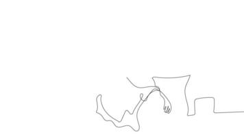 One-line art showing an architect leading a team through a discussion of blueprints at a job site. video