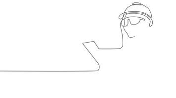 A flowing line drawing of architects at the construction site reviewing project designs with their team. video