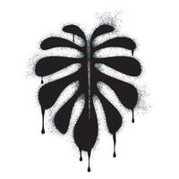 Spray Graffiti leaf icon isolated on white background. graffiti leaf icon with spray on black vector