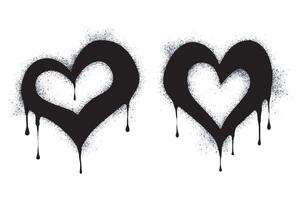 Spray Paint Graffiti Sprayed heart sign isolated on white background. graffiti fall in love symbol with overspray in black on white. vector