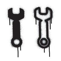 Tool key Graffiti Spray Paint Sprayed isolated on white background. graffiti tool symbol with overspray in black on white. vector