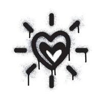 Spray Paint Graffiti Sprayed heart sign isolated on white background. graffiti fall in love symbol with overspray in black on white. vector