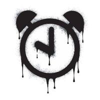 Spray painted graffiti clock sign black on white. Time symbol. Table clock isolated on white background vector