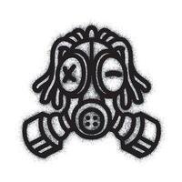 Spray Painted Graffiti Gas mask Sprayed isolated on white background. Respirator symbol graffiti with overspray in black on white. vector