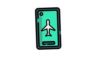Animation flight mode with smartphone icon. Smartphone feature themed video