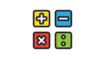 Animation calculator icon buttons with addition, subtraction, division and multiplication. Math symbols icon set video