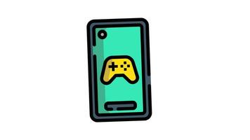 Animation mobile gaming with smartphone icon. Smartphone feature themed video