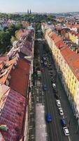 Aerial view of charming European street with colorful buildings and architecture video