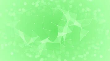 green color modern plexus dots and lines abstract design with bokeh particles futuristic background video