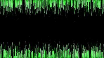 Green color flowing shiny fluid particles frame on black background video