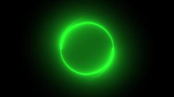 Green glowing particles element rotating in circular motion on black background, element for intro , logo reveal video
