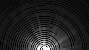White color light rays rotating multiple circular shapes hi-tech design loop able geometrical black background video
