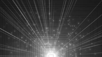 White and Black color glitter particles moving upward direction with optical flair flickering light rays modern design geometrical background video