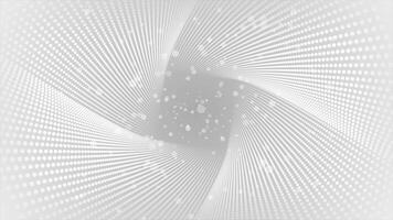 White color rotating square shaped 3D tunnel halftone pattern with bokeh particles modern design futuristic background video