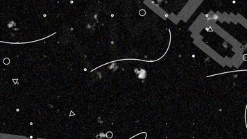 abstract Multiple shapes and grains moving over black background, vintage grainy loop able noise background video