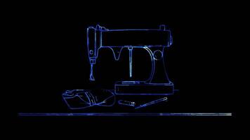 Neon frame effect, Seamstress Needle Indicates tailoring and fashion design on black background video