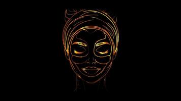 Neon frame effect, Facial Mask Represents skincare and beauty routines on black background video