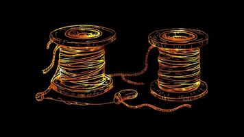 Neon frame effect, Thread and Spool Represents sewing and craftsmanship on black background video