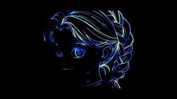 Neon frame effect, Braid Represents hair styling and trends on black background video