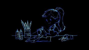 Neon frame effect, Seamstress Needle Indicates tailoring and fashion design on black background video