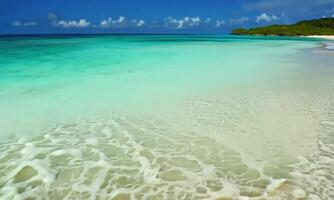 Tropical beach with turquoise water and white sand. video
