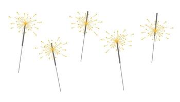 Set of burning sparkles isolated on white background. Holiday elements. vector