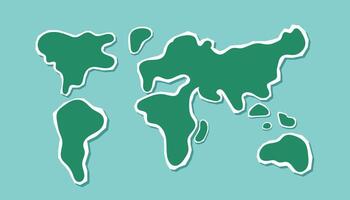 Blank world map in flat style on blue background vector