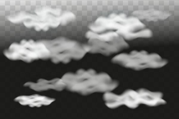 Illustration of cloudy sky isolated on black background.