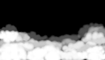 Illustration of white clouds or fog isolated on black background. Transparent effect. vector