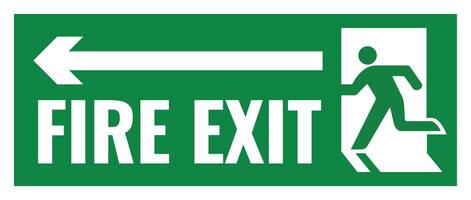 Fire exit sign with man running in the direction of the exit vector