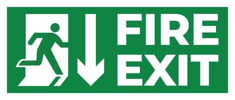 Fire exit sign with man running down the stairs vector