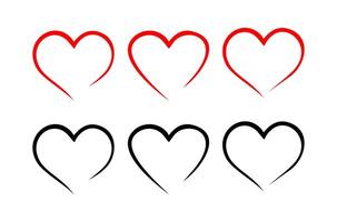 Set Of Hand Write Heart Love Shape On White Background vector