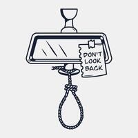car rear view element, don't look back illustration vector