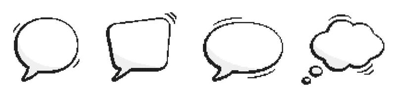 Retro Speech Bubbles Icon Set in Pixel Art. Pixelated Dialogue Bubbles Icons. Old Nostalgic Design. Isolated Illustration vector