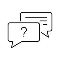 Chat Communication Line Icon with Question and Message in Speech Bubble. Editable Stroke. Isolated Illustration vector
