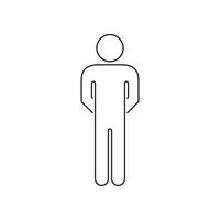 Simple Human Pose Line Icon. Person Standing Outline Sign. Minimalistic Man Figure Pictogram. Editable Stroke. Isolated Illustration vector
